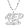 Hip Hop Rapper Shiny Diamond Pendant Gold Necklace 4ep 4Ever Betalade bokstäver Pendant Micro-Inset Zircon Jewelry 75cm Night Club Accessory Sweater Chain 1523
