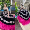 2022 vintage haftowane sukienki Quinceanera meksykański motyw Velet organza Ruffles bez ramiączka suknia balowa słodka 16 sukienka Prom gradAutio229w