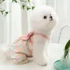 Hundkläder Spring och Summer Vintage Floral Bow Pet Suspenders Valp Chihuahua Yorkshire One-Piece kläder Små hundar