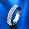 Cluster Rings Luxury Round Ring 925 Sterling Silver Wedding Bague for Women Zircon Jewelry Fashion Bijoux Size US 5-13