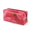 Bolsa de maquiagem de pvc de mármore vermelho renderizado três peças bolsa de armazenamento para kit de unhas bordadas 230715