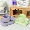 Tasses Soucoupes Creative Macron Couleur Céramique Tasses À Café Ensembles Fromage Thé Tasses Avec Poignée Vaisselle Fournitures Cadeaux Pour Fille Garçon Lait Eau