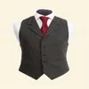 2019 Vintage Noir Laine Tweed Gilets Slim Hommes Costume Gilets Sur Mesure Sans Manches Costume Veste Hommes De Mariage Gilet Hommes Robe Gilet 283m