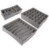 new 3 PCS set Bamboo charcoal Non-woven Fabric Foldable Storage box underwear Organizer Bra Necktie Panties Socks Case Drawer3102