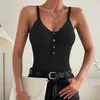 Débardeurs pour femmes vêtements d'été européens et américains Simple Sexy bouton nu mince jarretelle haut tricoté femme