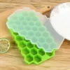 Bandejas de cubos de gelo em favo de mel com tampas removíveis Gel de sílica Gelados Cubos Molde BPA Modelo de silicone caseiro Gelado DIY