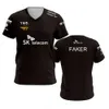 Heren T-shirts 2023 LOL S12 T1 Black Jersey LCK SKT Faker Keria Zeus Oner Gumayusi Print T-shirt Uniform Mannen Vrouwen E-Sport Hombre Top Tees