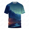 Men's T Shirts Summer -shirt Valley Night Scene 3D Printed Casual Style Fashion Trend