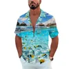 Chemises décontractées pour hommes Y2K chemise été Hawaii paysage motif impression 3D extérieur rue bleu Royal marine haut à manches courtes