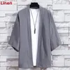 Vestuário étnico Japonês Masculino Cardigan Quimono Tradicional Samurai Traje Oriental Camisa Yukata Capa Solta Proteção Solar