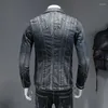 남자 재킷 스프링 빈티지 세트 데님 재킷 패치 슬림 한 패션 스트리트 드레스 단색 다목적 코트