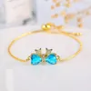 Pulseiras de link corda retrátil dourada bonita e requintada vidro de vidro Butterfly Bracelet Banquet Banquet Jewelry Factory por atacado