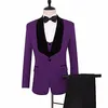 Krawieckie garnitury Purple Purple Wedding Stan drukowane Tuxedos Szal Groomsman Groomsman Suit niestandardowy man man man man japa pantsvest289t