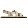 2023 Sandals Summer EOS Moda MD Sapatos femininos Couro One Strap Roman Apen Toe Flats Casual Mulheres 4498