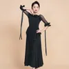 Vêtements de scène femme robe de danse de salon maille Patchwork valse Tango Performance Dancewear demi manches danse Costumes NY08 F3014