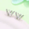 Hiphop Micro pave Lab Diamant Stud Boucles D'oreilles Réel 925 Sterling Silver Party Boucles D'oreilles De Mariage pour Femmes Hommes Anniversaire Bijoux W Lettre Boucles D'oreilles