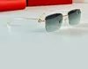 Half Rim Rectangle Solglasögon Silver Frame/Blue Gradient For Men Summer Shades Sunnies UV Protection Eyewear With Box