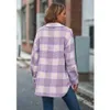 Damenjacken, modische Winterkleidung, karierte Jacken, Mantel, Street-Style, Shacket-Hemdjacke, luxuriöser flauschiger Button-Down-Langmantel 230721