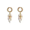 Dangle Earrings Icnway Natural 4-5mm White Rice Freshwater Pearl S925 Stud Or Hook One Pair 14kgp Wheatear Wholesale