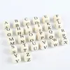 Letter Loose Wooden Beads 8mm Random 2000pcs Random Natural Cube Alphabets Wood Beads Square Wood Beads for DIY Crafts Jeweley Making