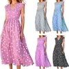 Casual Dresses 2023 Spring and Summer V-hals midja stor kjol med polka dot tryckklänning