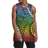 Herren Tanktops Polynesian Tribal Pohnpei Totem Tattoo Prints Mesh Active Athletic Tech Top – Workout Training Activewear Elegant