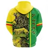 Sweats à capuche pour hommes Vêtements africains Sweat à capuche éthiopien Style de saison - Lion Crown Vert Jaune Pull décontracté Vintage Harajuku Jacket