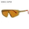 OEC CPO Vintage Punk lunettes de soleil carrées hommes femmes marque Design mode une pièce lunettes de soleil femmes rétro marron nuances lunettes