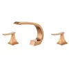 Badrumskran Rose Guld utbredd bassäng kran Black Tap Luxury Gold Basin Mixer Hot och kallt duschrum diskbänk kran