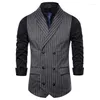 Men's Vests Tide Striped Suit Vest For Men Double Breasted Business Wedding Waistcoat Clothing Mens Slim Uniform