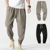 Men's Pants TPJB Breathable Slim Outdoor Casual High-quality Design Fashion Summer Linen Solid Plus Loose