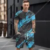Erkekler Trailtsits 2023 Yaz 3d Baskı Gündelik Sokak Takipleri Erkekler T-Shirt Şort Moda Kısa Setler Giyim Tişört