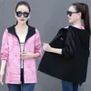 Women's Trench Coats Reversible Jacket Female Korean Loose Windbreaker 2023 Spring Autumn Ladies Hooded Coat Double-Sided Printed