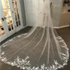 Cathédrale Longueur Bridal Veils appliqués accessoires de mariage en ivoire blanc 3 m de long Veil dentelle poil