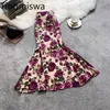 Skirts Tinomiswa Floral Printed Vintage Women High Waist Slim Fit Bodycon Jupe Femme Temperament Elegant Trumpet Faldas Mujer