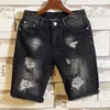 Heren Jeans Zomer Wit Zwart Ripped Denim Shorts Slim Casual Knielengte Korte Rechte Gat Grote Mannen