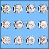 925 Silver Fit Pandora Charm 925 Armband Aquarius Star Sign Zodiac Charms Set 925 Sterling Silver Charms för Pandora smycken pärlor