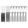 Dinnerware Sets Matte Black 16/24Pcs Set Stainless Steel Cutlery Tableware Knife Fork Spoon Kitchen Table Dinner Drop