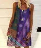 カジュアルドレス2023夏のファッションヨーロッパとアメリカのヴィンテージ印刷ゆるいセクシーなストラップシフォンエレガントな女性のドレス