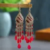 Bohemian Colorful Water Drop Earrings Gypsy Ethnic Vintage Long Crystal Tassel Dangle Earings Indian Jewelry Boho Bijoux Femme