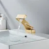 Rubinetto per lavabo Miscelatore per bagno nero moderno Rubinetto per lavabo oro spazzolato / nero / cromato Rubinetto per lavabo caldo e freddo Nuovo