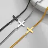 Bracelets porte-bonheur femme acier inoxydable croix Bracelet cadeau 2023 or noir couleur Top qualité Simple Cube chaîne bijoux accessoires