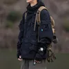 Giacche da uomo Utensili con cappuccio da esterno giapponesi Moda Allentata Funzionale Giacca da tasca 3D antivento Maschile Cappotto quotidiano casual