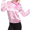 Damen-Jacken, Basic-Mäntel, solider Trainingsanzug für Damen, Jacke, Damen-Retro-Jacke, Damen-Kostüm, Grease-Kostüm, Rosa, 230721