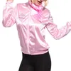 Damen-Jacken, Basic-Mäntel, solider Trainingsanzug für Damen, Jacke, Damen-Retro-Jacke, Damen-Kostüm, Grease-Kostüm, Rosa, 230721