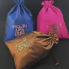 2pcs Vintage Embroidery Clothes Shoe Dust Cover Satin Fabric Drawstring Bag Chinese style Travel Mens Womens Underwear Storage Pou329E