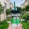 Starbucks cup environmental season green apron bear Mason cup straw transparent glass 600ml handy cup293f