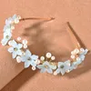 Hair Clips Blue Flower Crown Hoop Bridal Wedding Accessories White Pearl Headband Headwear Girls Tiaras Jewelry