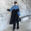 Giacche da donna Abbigliamento da strada Abito sottile impiombato in denim Abito da donna a maniche lunghe con pieghe a maniche lunghe in maglia larga oversize