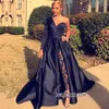 Formal Navy Lace Ball Gown Evening Dresses Beaded Sweetheart Sweep Train One Shoulder Prom High Quality Evening Gowns BC0282209s